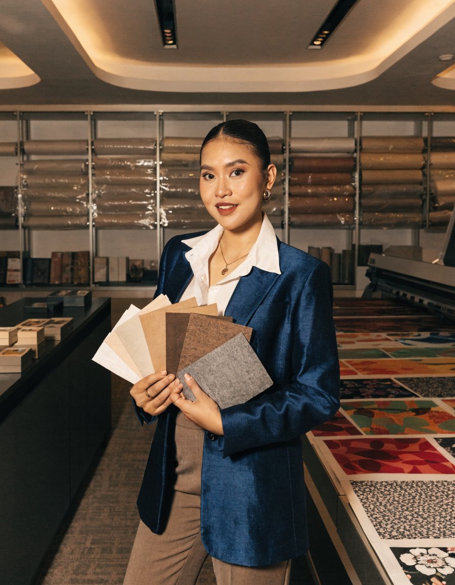 Fabric consultant profesional SJA Texlab di showroom printing